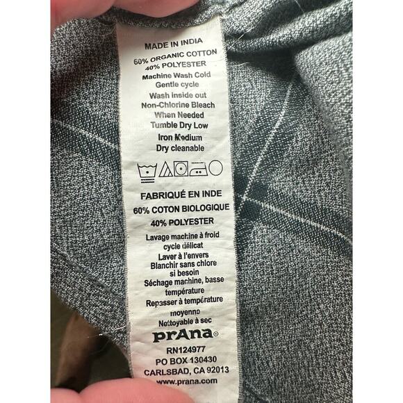 Prana | Size: XXL | Organic‎ Cotton short sleeve button front shirt plaid gray - Picture 5 of 7